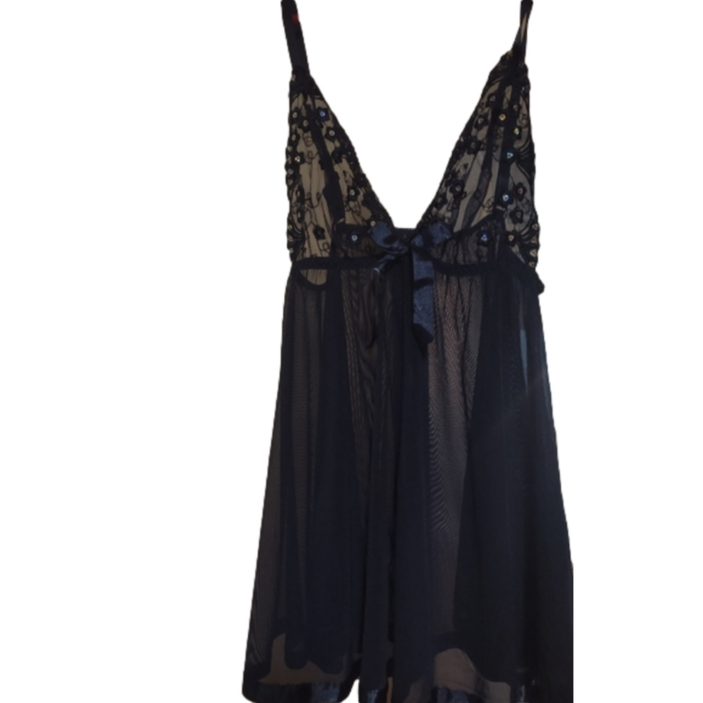 Blue sparkling baby doll nightie medium